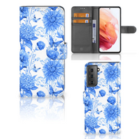 Hoesje voor Samsung Galaxy S21 Flowers Blue - thumbnail