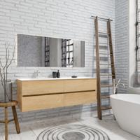 Zaro Sevilla Solid Surface badmeubel 150cm licht eiken 1 kraangat spoelbak links met 4 lades