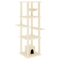 vidaXL Kattenmeubel met sisal krabpalen 154 cm crèmekleurig, kattenpaal, kattenboom, kattenkrabpaal, kattenhuis, kattenmeubel, kattenpalen