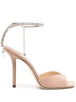 Jimmy Choo Saeda 100mm crystal-embellished suede sandals - Marron - thumbnail