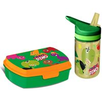 Crazy Dino lunchbox set voor kinderen - 2-delig - groen - kunststof