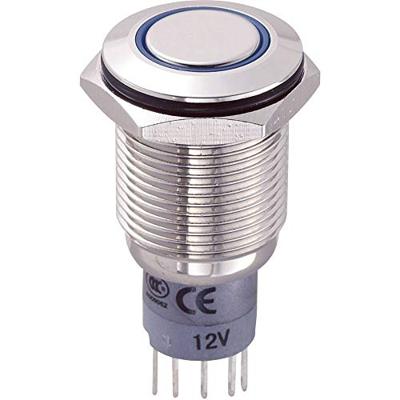 TRU Components 701857 LAS2GQF-11E/B/12V/N/P Vandalismusgeschützter Drucktaster 250 V/AC 3A 1 x Ein/