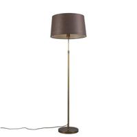 QAZQA Smart vloerlamp brons met bruine kap 45 cm incl. Wifi A60 - - thumbnail