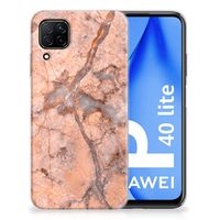 Huawei P40 Lite TPU Siliconen Hoesje Marmer Oranje