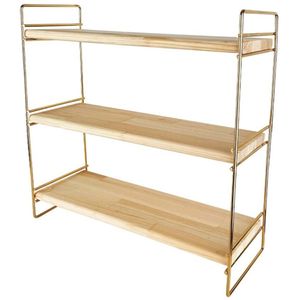 Keukenrek/opbergrek/aanrecht organizer - goud - 40 x 16 x 40 cm - hout/metaal