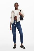 Joggingbroek van denim stof - BLUE - XS - thumbnail