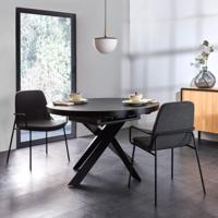 Kave Home Uitschuifbare Ronde Eettafel Vashti 120-160 x 120cm - zwart