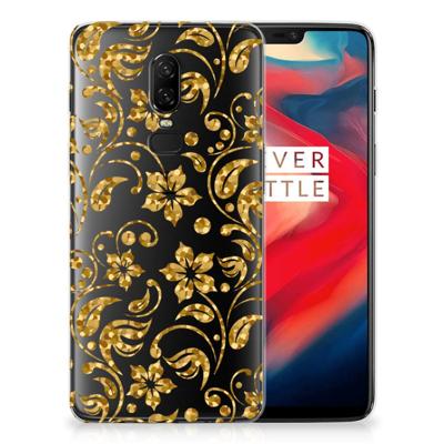 OnePlus 6 TPU Case Gouden Bloemen