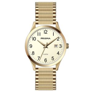 Prisma P.1178 Horloge rekband staal goudkleurig 37 mm