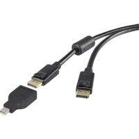 Renkforce DisplayPort-kabel Mini-displayport / DisplayPort Adapterkabel Mini DisplayPort-stekker, DisplayPort-stekker 1.80 m Zwart Vergulde steekcontacten, Met - thumbnail