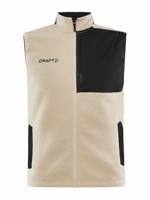 Craft ADV Explore Pille Fleece Vest voor heren, XL, ecru-zwart, warm fleece vest voor heren, borstzak en zijzakken met ritssluiting, herenvest van gerecycled polyester, ecru-zwart, XL