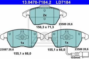 Remmenset, remschijf ATE, Remschijftype: Geventileerd: , Inbouwplaats: Vooras, u.a. für VW, Seat, Skoda, Audi