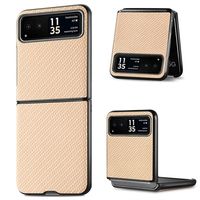 Motorola Razr 40 Hybride Hoesje - Koolstofvezel - Beige - thumbnail