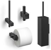 ZACK Carvo Toilet accesoires set 4-in-1 vierkant zwart - thumbnail