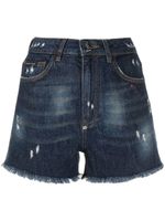 Philipp Plein short en jean à effet usé - Bleu