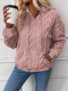 Ribbed V Neck Casual Sweatshirt