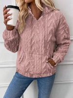 Ribbed V Neck Casual Sweatshirt - thumbnail