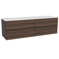 Storke Edge zwevend badmeubel 170 x 52 cm notenhout met Tavola enkel of dubbel wastafelblad in solid surface mat wit - thumbnail