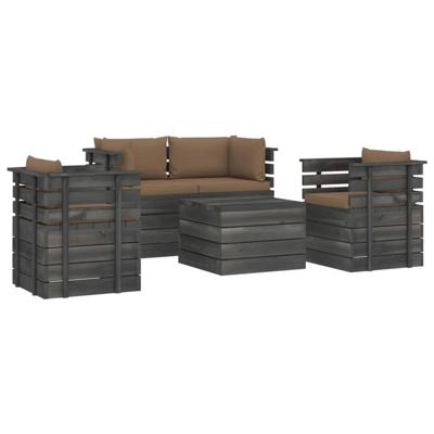 vidaXL 5-delige Loungeset met kussens pallet massief grenenhout vidaXL 5-delige Loungeset met kussens pallet massief grenenhout