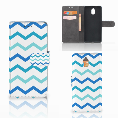Nokia 3.1 (2018) Telefoon Hoesje Zigzag Blauw Nokia 3.1 (2018) Telefoon Hoesje Zigzag Blauw