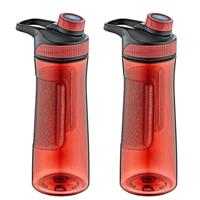 Waterfles / drinkfles / sportfles Aquamania - 2x - rood - 730 ml - kunststof - bpa vrij - thumbnail