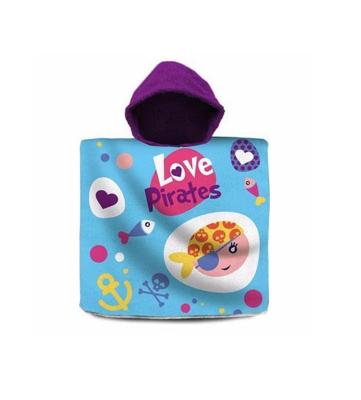 Kids Licensing badponcho Love Pirates junior katoen blauw Kids Licensing badponcho Love Pirates junior katoen blauw