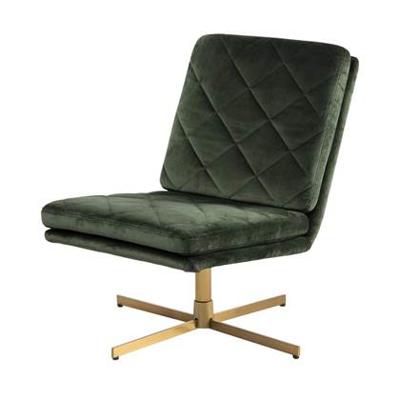 Lisomme Britt draaibare velvet fauteuil - Goud onderstel - Donkergroen
