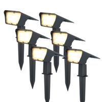 Set van 6 Odessa solar prikspots - Incl. Schemerschakelaar - 3000K warm wit - 2 lichtstanden - 300 lumen - 6-12 uur brandtijd - Kantelbaar - IP65 waterdicht