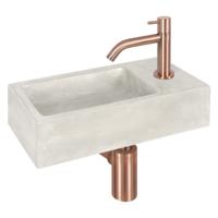 WC Fontein Ravo Gebogen Kraan | Fonteinset met Betonnen Wastafel Koperen Kraan