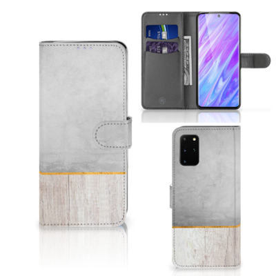Samsung Galaxy S20 Plus Book Style Case Wood Concrete Samsung Galaxy S20 Plus Book Style Case Wood Concrete