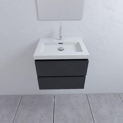 Mueller Brazil badkamermeubel 60cm hoogglans antraciet 1 kraangat Mueller Brazil badkamermeubel 60cm hoogglans antraciet 1 kraangat