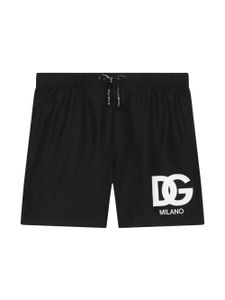 Dolce & Gabbana Kids short de bain à logo imprimé - Noir