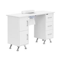 Nageltafel - met zuignap - wit/zilver - 3 lades - handsteun