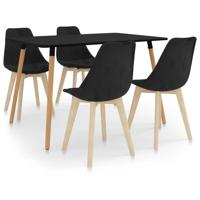 vidaXL 5-delige Eethoek zwart