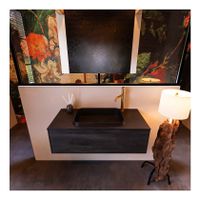 MONDIAZ ERIN 100cm badmeubel met onderkast kleur dark brown 1 lade wastafel midden 1 kraangat kleur urban - thumbnail