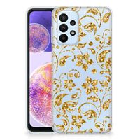 Samsung Galaxy A23 TPU Case Gouden Bloemen - thumbnail