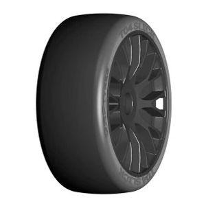 GRP GT T04 Slick - XM7 Medium hard - Mounted on New Flex Black Wheel - 1 Pair