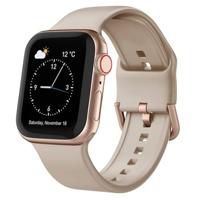 By Qubix - Soft siliconen bandje met gespsluiting - Cappuccino - Compatible met Apple Watch 44mm / 45mm / 46mm / 49mm - Compatible Apple watch bandjes