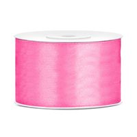 1x Roze satijnlint rollen 3,8 cm x 25 meter cadeaulint verpakkingsmateriaal   - - thumbnail