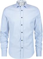 A Fish Named Fred Overhemd Blauw Oxford Print Contrast Kent Slim Fit