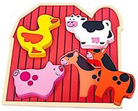 Tooky Toy vormenpuzzel boerderijdieren 19,3 x 20 cm hout 5 delig