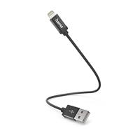Hama iPhone USB-A Lightning-kabel (USB-A 2.0 stekker naar Lightning, 0,2 m, MFI-gecertificeerd, 480 MBit/s, iPad/iPhone 13/12/11/XS/XR/X/8/7/7+/6s/6/5/SE2020) zwart