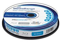 MediaRange MR509 BD-R Dual Layer 50 GB 6-voudige schrijfsnelheid, volledig bedrukbaar, 10 stuks Cakebox