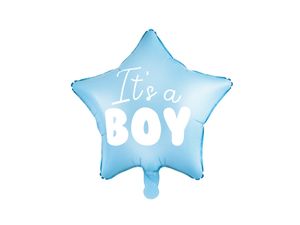 Folieballon Ster lichtblauw It's a boy 48cm