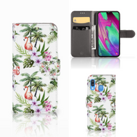 Samsung Galaxy A40 Telefoonhoesje met Pasjes Flamingo Palms