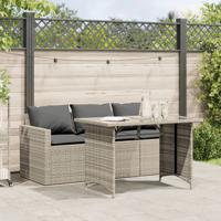 2-delige Tuinset met kussens poly rattan lichtgrijs