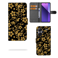 Xiaomi Redmi Note 13 Pro Plus Hoesje Gouden Bloemen - thumbnail