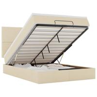 vidaXL Ottoman bed met matras 140x200cm stof crèmekleurig, bedframe, ottoman bedframe, bedframe met opbergruimte onder het bed, bedframe met opbergruimte
