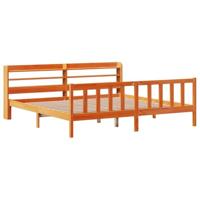 vidaXL Bedframe met hoofdbord massief grenenhout wasbruin 180x200 cm