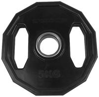 Tunturi Unisex Volwassen Halterschijven Olympische weegplaat - Rubber weegplaat 5.0kg, Enkele plaat - Zwart, 1